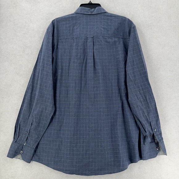 Ben Sherman Button Up Long Sleeve Blue Dress Shirt Large Check Plaid Mens XXL - Picture 2 of 10
